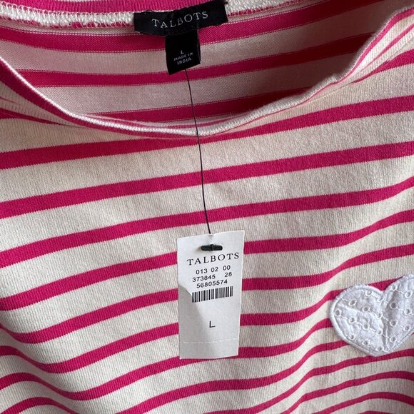 Talbots Long Sleeve Turtleneck Cotton Stripe Knit Blouse Women's Size L. - Picture 5 of 8